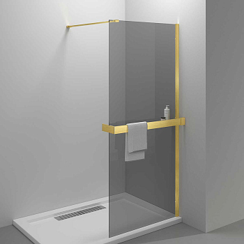 Душевая перегородка Vincea Walk-In HR VSW-4HR900CGG, 900*2000, браш. золото, стекло тонированное