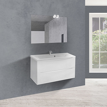 Тумба без раковины Vincea Mia 900 подвесная, 2 выкатных ящика soft close, G.White, VMC-2MA900GW