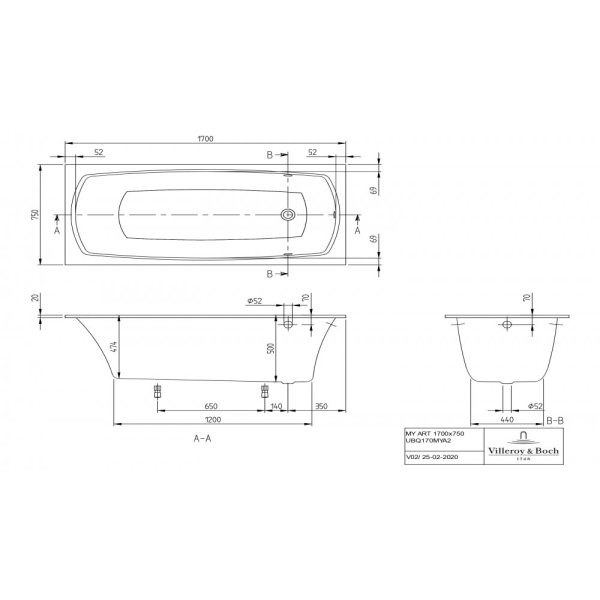Ванна Villeroy&Boch My Art UBQ170MYA2V-01