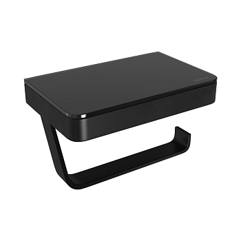 Держатель для туалетной бумаги Lemark GLASS LINE с полкой, чёрный матовый/черное стекло (9722030) Держатель для туалетной бумаги Lemark GLASS LINE с полкой, чёрный матовый/черное стекло (9722030)