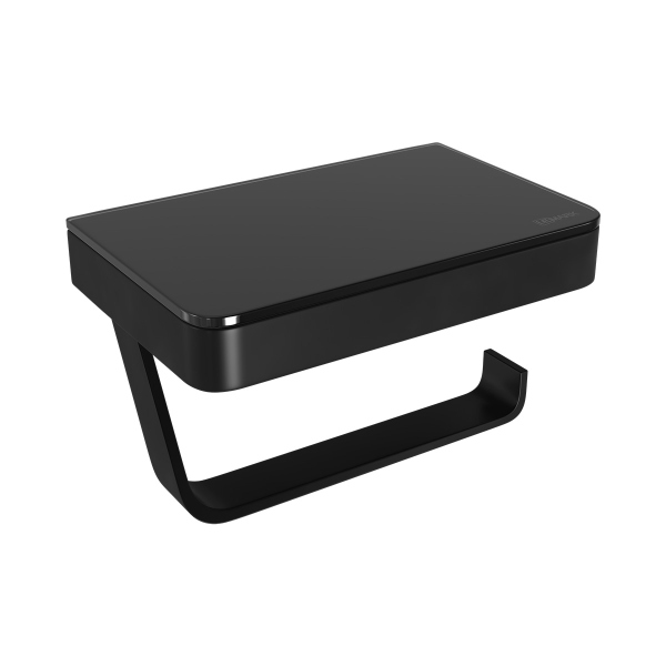 Держатель для туалетной бумаги Lemark GLASS LINE с полкой, чёрный матовый/черное стекло (9722030) Держатель для туалетной бумаги Lemark GLASS LINE с полкой, чёрный матовый/черное стекло (9722030)