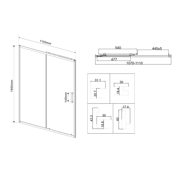 Душевая дверь Vincea City VDS-5CT110MT, 1100, хром, стекло текстурное Душевая дверь Vincea City VDS-5CT110MT, 1100, хром, стекло текстурное