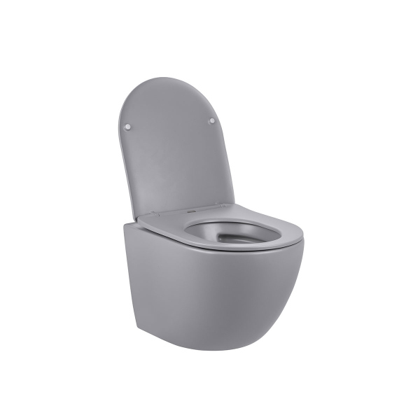 Унитаз подвесной Vincea Globo VT1-14SMG безободковый, цвет матовый серый, сиденье soft-close