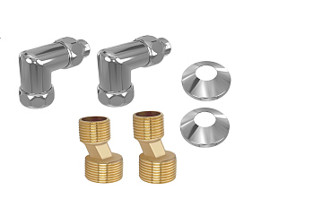 Комплект фитингов для подключения водяных полотенцесушителей, цвет хром, AQ 3020CH