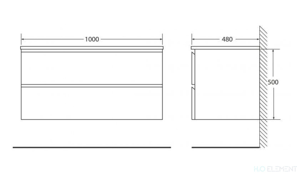 Belbagno База под раковину подвесная с двумя выкатными ящиками, LUCE-1000-2C-SO-PT