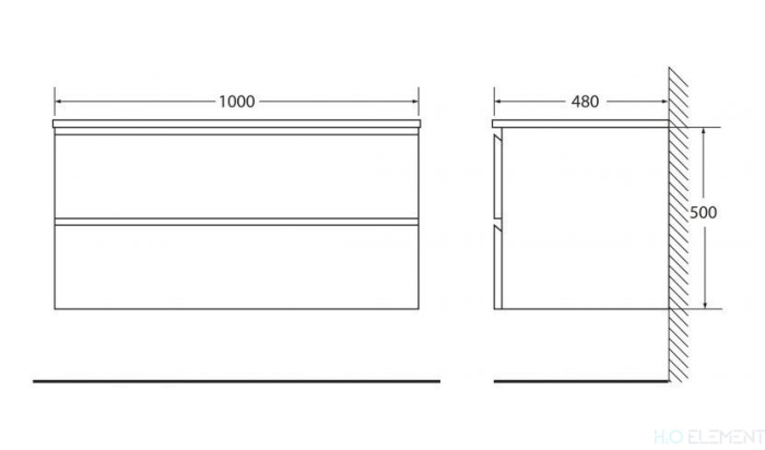 Belbagno База под раковину подвесная с двумя выкатными ящиками, LUCE-1000-2C-SO-PT