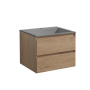 Тумба с раковиной Vincea Luka 600 подвесная, 2 выкатных ящика soft-close, N.Oak, VMC-2L600NO+VCB-13600G