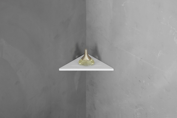 Угловая полочка для ванной комнаты ABBER Stein AS1652L белая матовая