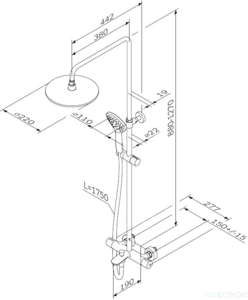 Душевая стойка AM.PM Gem F0790520