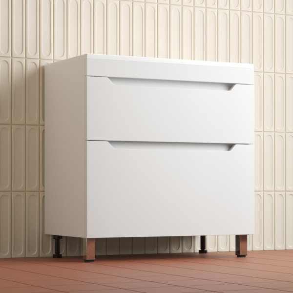 Тумба без раковины напольная "Остин" 100 2 ящ белый эмаль PLUS, ЛС-00002399
