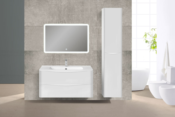 Тумба с раковиной Vincea Paola 1000 подвесная, 2 выкатных ящика soft close, G.White, VMC-2P100GW+VCB-2VP100W Тумба с раковиной Vincea Paola 1000 подвесная, 2 выкатных ящика soft close, G.White, VMC-2P100GW+VCB-2VP100W