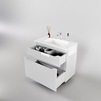 Тумба без раковины Style Line напольная "Марелла 80" (2 ящ.) белый глянец, PLUS, СС-00002402