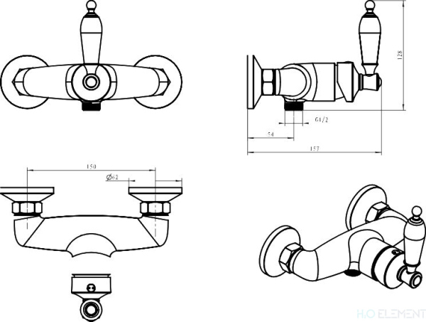Смеситель Boheme Vogue 204 для душа