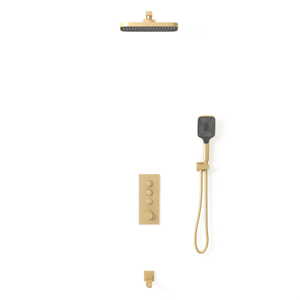 Душевой комплект Vincea VSFW-433T1BG встраиваемый, термостатический, 3 режима, брашированное золото