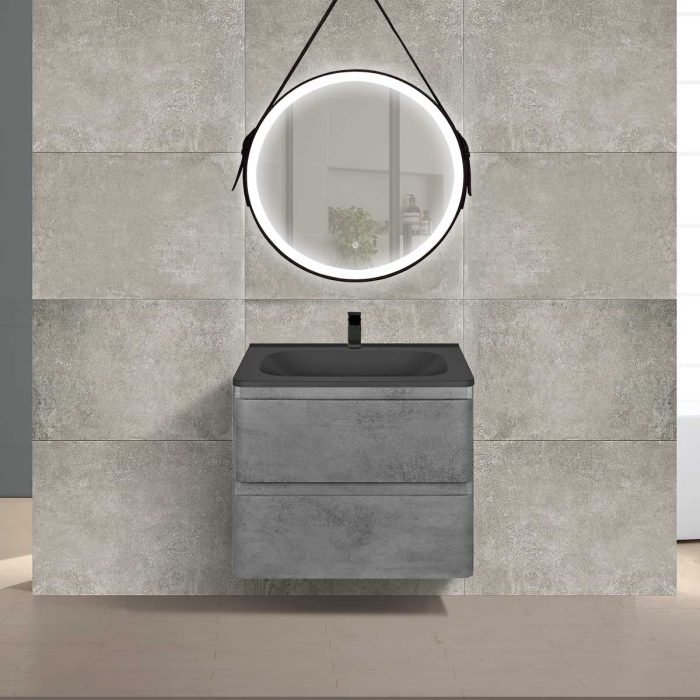 Тумба с раковиной Vincea Vico 600 подвесная, 2 выкатных ящика soft close, Beton, VMC-2V600BT+VCB-2VP600W