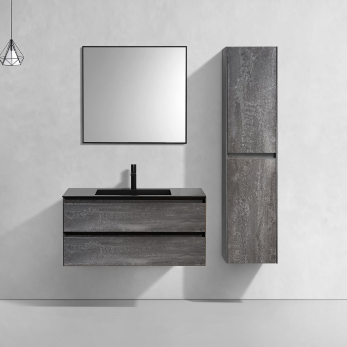 Тумба с раковиной Vincea Luka 1000 подвесная, 2 выкатных ящика soft-close, G.Stone, VMC-2L100GS+VCB-13100G