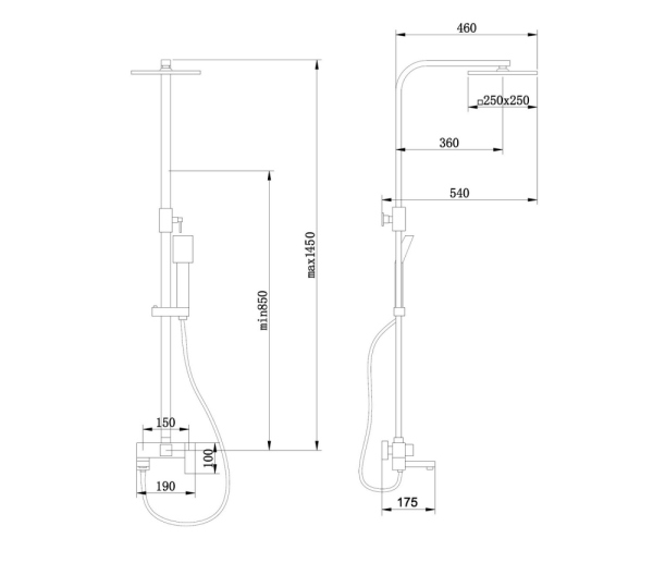 Душевая стойка ABBER Daheim AF8216SPL с изливом, сатин