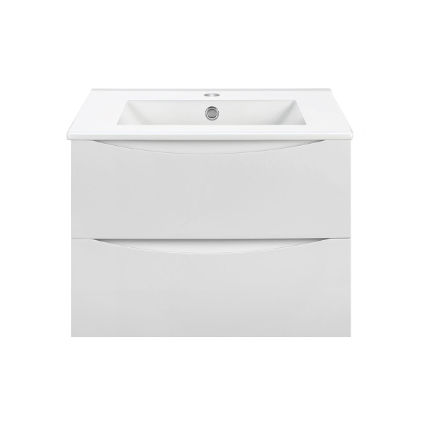 Тумба с раковиной Vincea Mia 700 подвесная, 2 выкатных ящика soft close, G.White, VMC-2MC700GW+VBS-13960MB