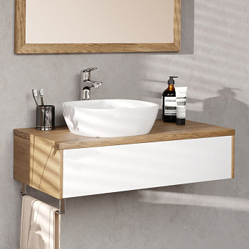 Тумба для комплекта Iddis Torr 80 белая, шпон дуба