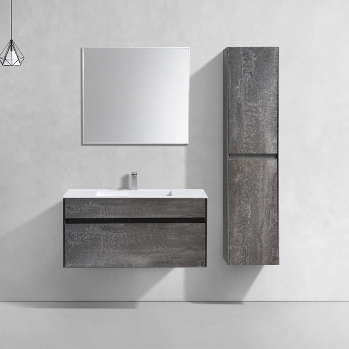 Тумба с раковиной Vincea Chiara 1000 подвесная, 1 выкатной ящик soft-close, G.Stone, VMC-2C100GS+VCB-13100B