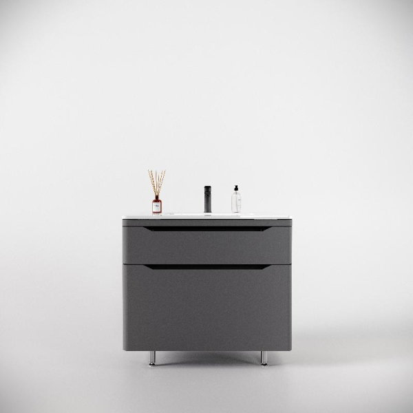 Тумба без раковины Style Line напольная "Марелла 90" (2 ящ.) серый, PLUS, СС-00002418