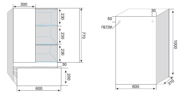 Шкаф подвесной Style Line, "Атлантика 1000", с ящиком, СС-00002229