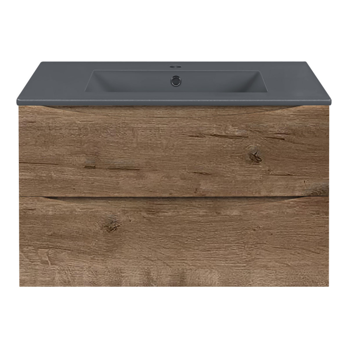 Тумба с раковиной Vincea Mia 750 подвесная, 2 выкатных ящика soft close, V.Oak, VMC-2MC750VO+VBS-13975