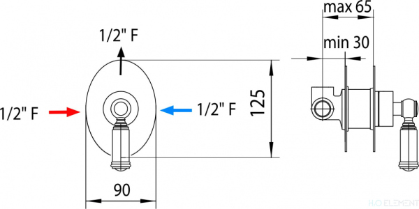 Смеситель Bossini Liberty Z001201 CR С ВНУТРЕННЕЙ ЧАСТЬЮ, для душа
