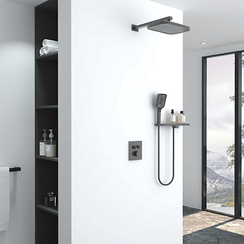 Душевой комплект Vincea VSFW-321MT1RGM встраиваемый, термостат, двухрежимный, вороненая сталь Душевой комплект Vincea VSFW-321MT1RGM встраиваемый, термостат, двухрежимный, вороненая сталь