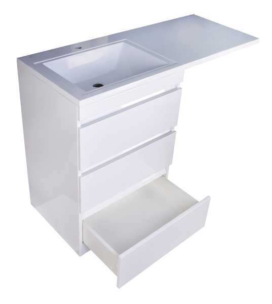 Тумба напольная Style Line "Даллас 100" (3 ящ.) белая, PLUS (без раковины)