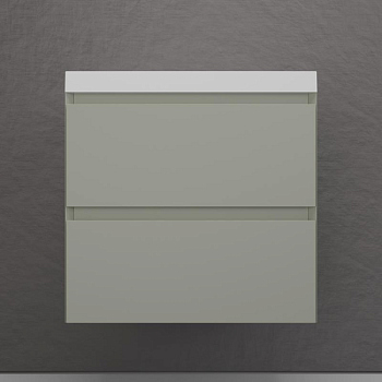 Тумба без раковины подвесная "Манхэттен 60" ЭМАЛЬ 60 2 ящика PLUS олива, ЛС-00002367