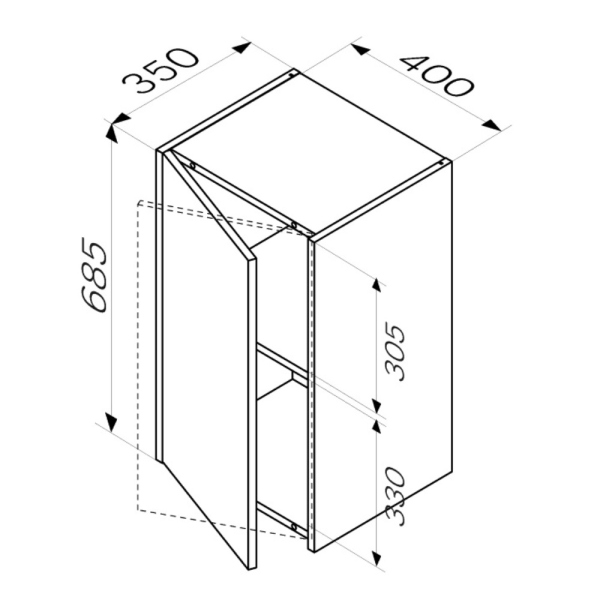 Шкаф с полками 40 см, высота 70 см, дуб крафт, универсальный AM.PM Func, M8FCH0402OF
