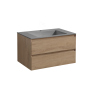 Тумба с раковиной Vincea Luka 800 подвесная, 2 выкатных ящика soft-close, N.Oak, VMC-2L800NO+VCB-13800W
