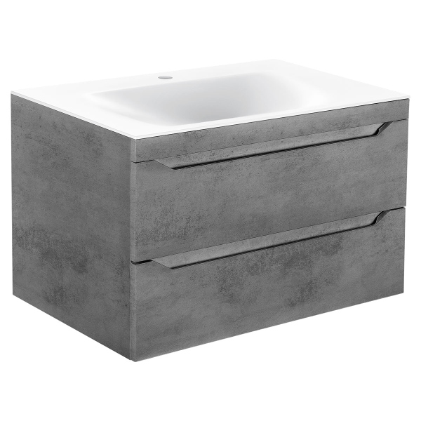 Тумба с раковиной Vincea Fine 800 подвесная, 2 выкатных ящика soft close, Beton, VMC-2F800BT+VCB-1F800W