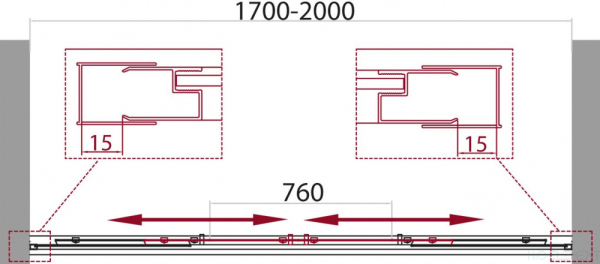 Душевая дверь в нишу BelBagno Unique BF-2-170/200-C-Cr стекло прозрачное
