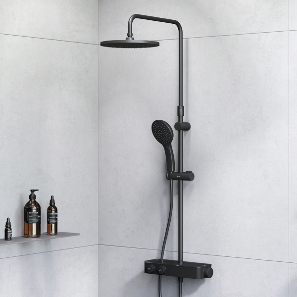 Душевая система AM.PM Inspire V2.0 F0750A422 с термостатом Черная матовая