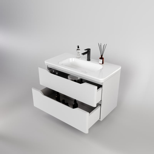 Тумба без раковины Style Line подвесная "Марелла 90" (2 ящ.) белый матовый, PLUS, СС-00002413