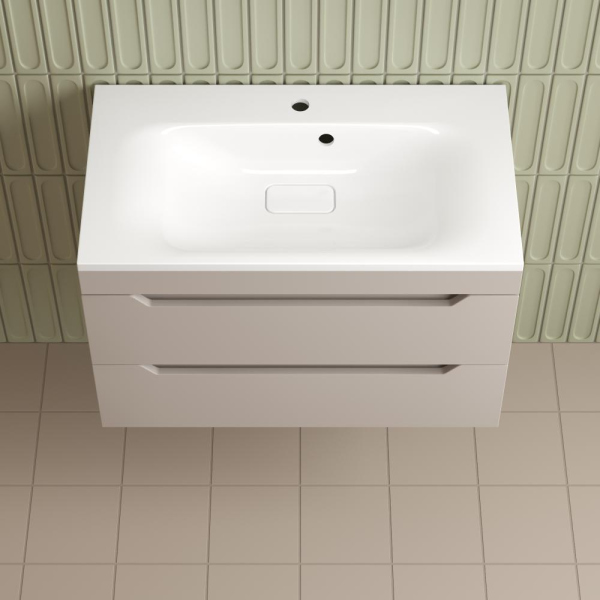 Тумба без раковины подвесная "Остин" 80 2 ящ крем эмаль PLUS, ЛС-00002405