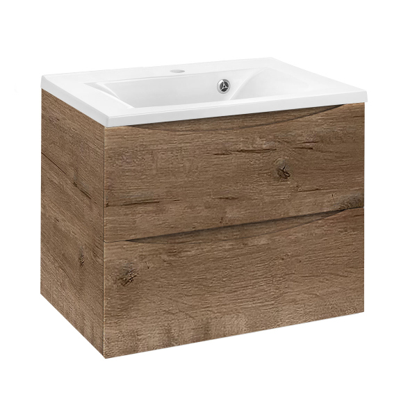 Тумба без раковины Vincea Mia 650 подвесная, 2 выкатных ящика soft close, V.Oak, VMC-2MA650VO