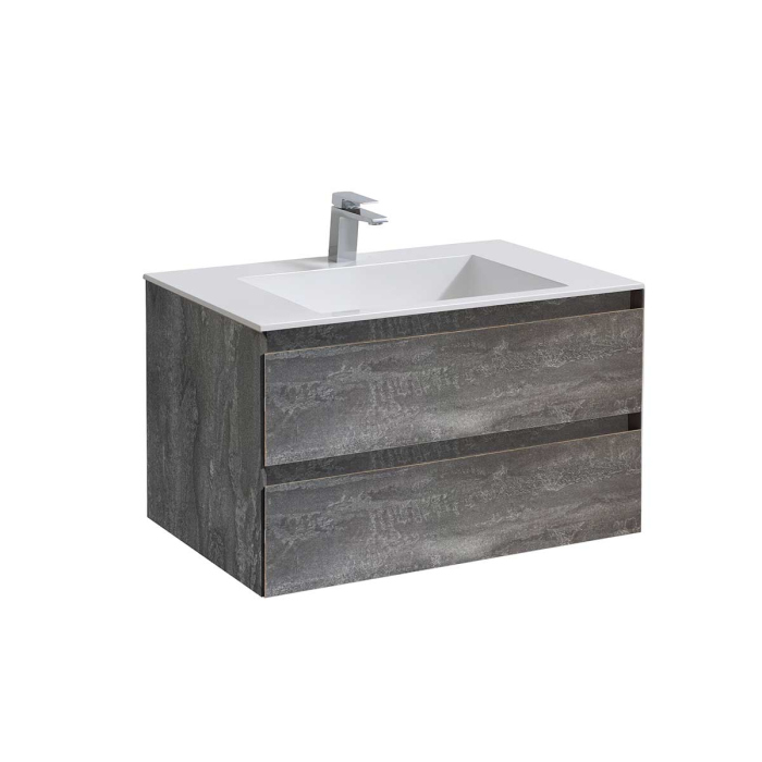 Тумба с раковиной Vincea Luka 800 подвесная, 2 выкатных ящика soft-close, G.Stone, VMC-2L800GS+VCB-13800W
