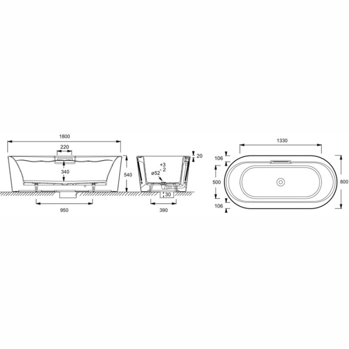 6D064-00 VOLUTE Чугунная ванна VOLUTE, 180*80, белая