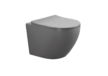 Унитаз подвесной безободковый с сиденьем AQUATEK ЕВРОПА AQ1901-MG, матовый серый