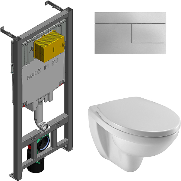 Комплект унитаза с инсталляцией Jacob Delafon Patio E21739RU-00 с сиденьем и клавишей смыва