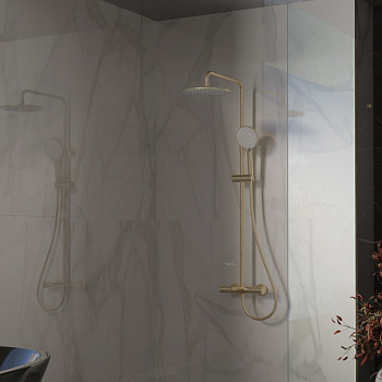 Душевая стойка Vincea Rondo VSFS-1R1BG с изливом, брашированное золото