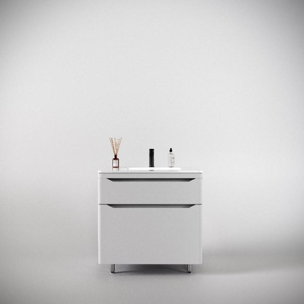 Тумба без раковины Style Line напольная "Марелла 80" (2 ящ.) белый матовый, PLUS, СС-00002401