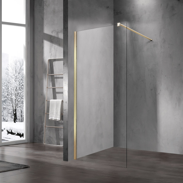 Душевая перегородка Vincea Walk-In VSW-1H100CLG, 1000*2000, матовый золотой, стекло прозрачное Душевая перегородка Vincea Walk-In VSW-1H100CLG, 1000*2000, матовый золотой, стекло прозрачное