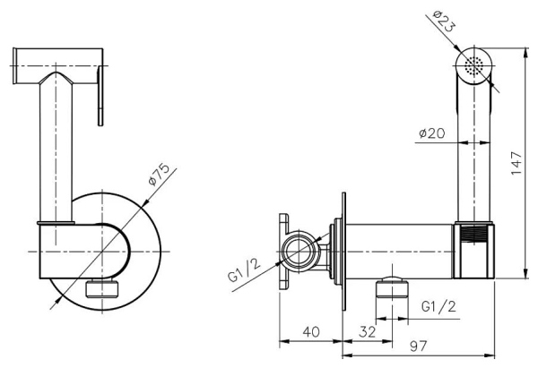 Гигиенический душ встраиваемый RUSH Capri (CA1435-97)