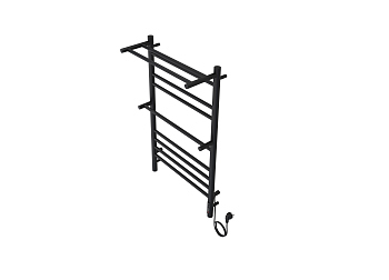 Полотенцесушитель электрический Aquatek Альфа П10 500х900 мм, с полкой, черный, AQ EL RRP1090BL