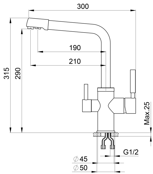 Смеситель для кухни GRANULA (2015, АЛЮМИНИУМ)
