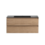 Тумба с раковиной Vincea Luka 1000 подвесная, 2 выкатных ящика soft-close, N.Oak, VMC-2L100NO+VCB-13100W